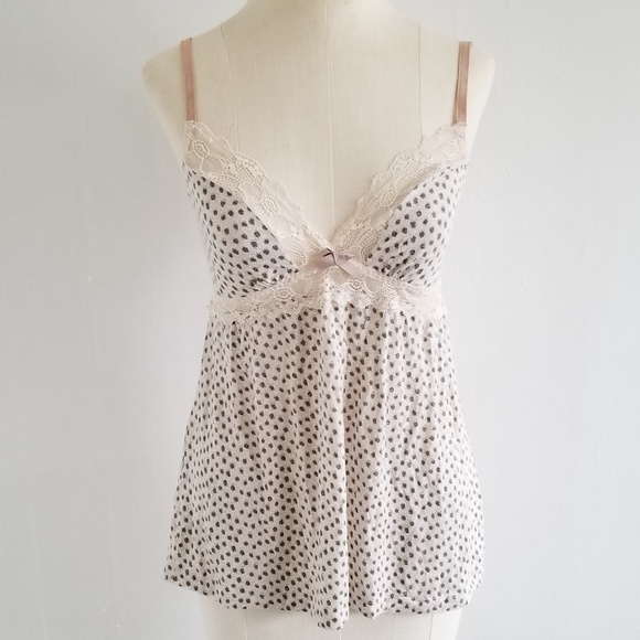Eberjey Other - EBERJEY cream polka dot and lace cami top